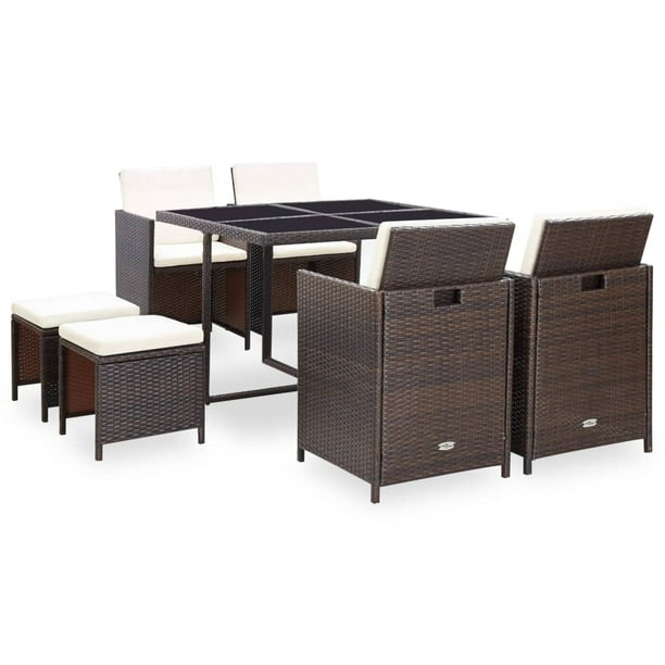 vidaXL Folding Garden Table HDPE Brown Rattan Look Outdoor Camping Furniture vidaXL Folding Garden Table HDPE Brown Rattan Look Outdoor Camping Furniture